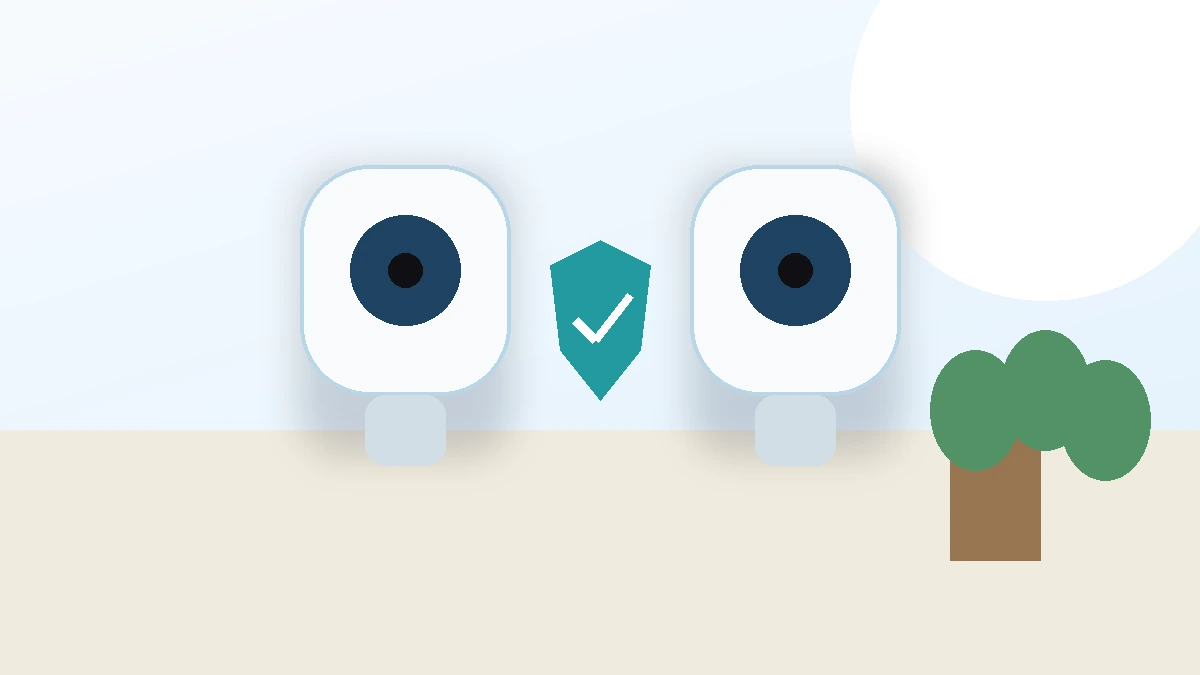 Redaktionelle Illustration: zwei Indoor-Kameras mit Privacy-Fokus