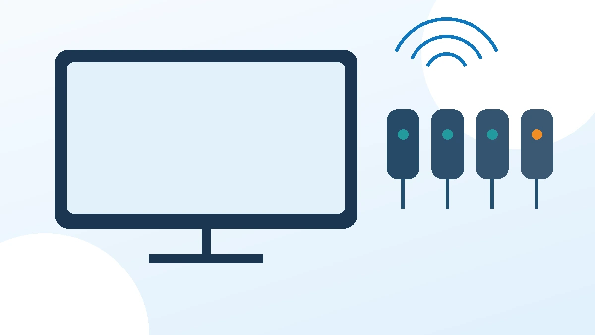 Redaktionelle Illustration: Fernseher mit mehreren Streaming-Stick-Klassen