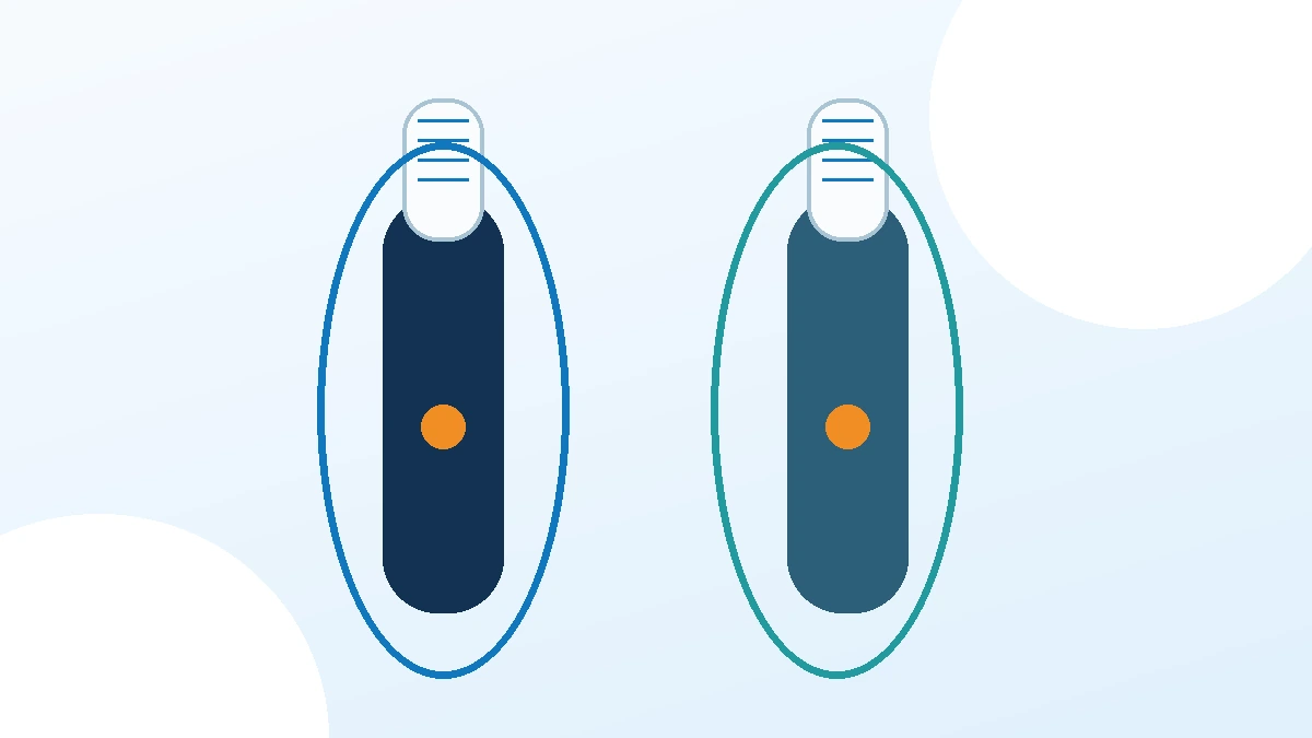 Redaktionelle Illustration: zwei elektrische Zahnbürsten mit Druckkontrolle im Vergleich